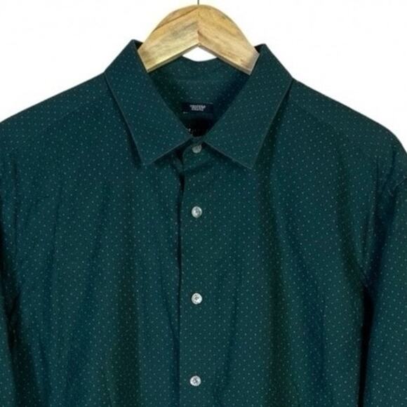 Kenneth Cole Polka Dot Button Down Shirt Mens XXL Green Non-Iron Preppy Career - Picture 3 of 5